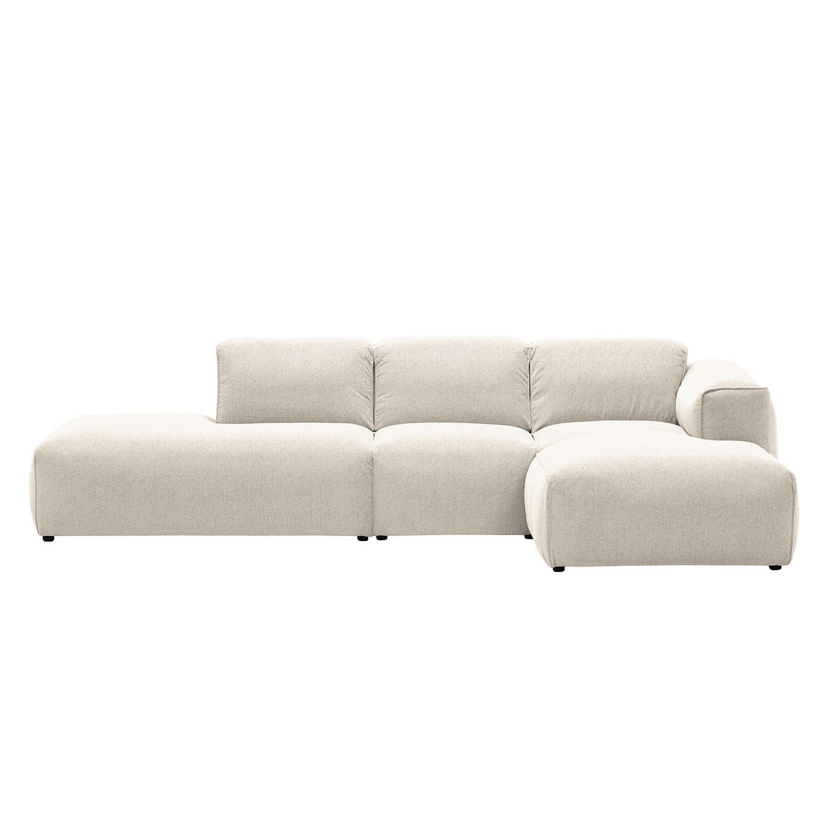 ECKSOFA mit Chaiselongue - Beige/Schwarz, Kunststoff/Textil (290/173cm) - home24