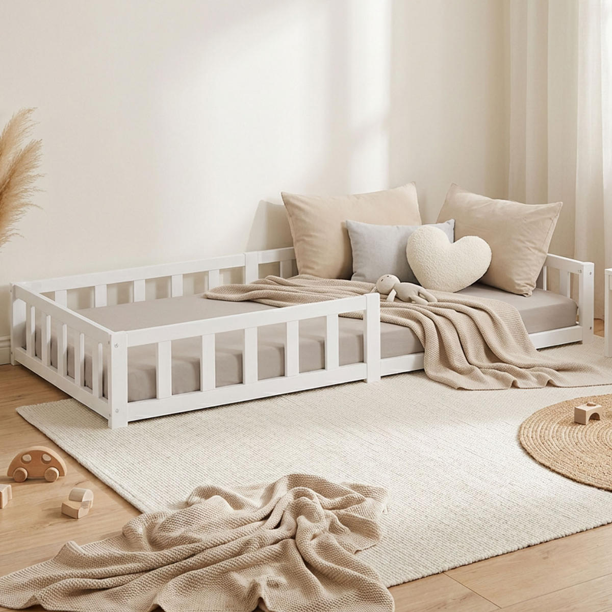 BODENBETT weiß 90/200 cm - Weiß, Holz (90/200cm) - Homestyle4u