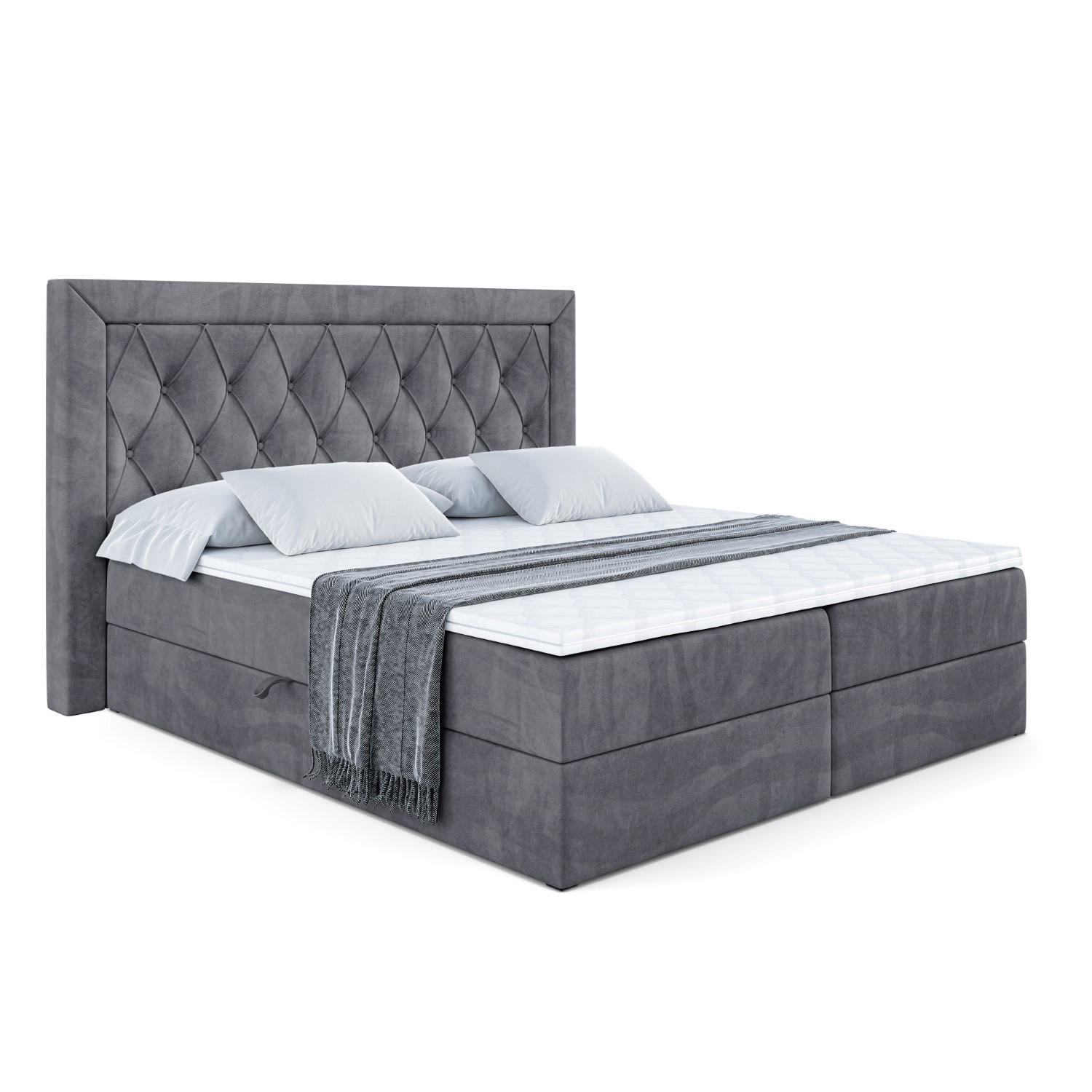 Altdecor Boxbett Dunkelgrau 120x200 cm