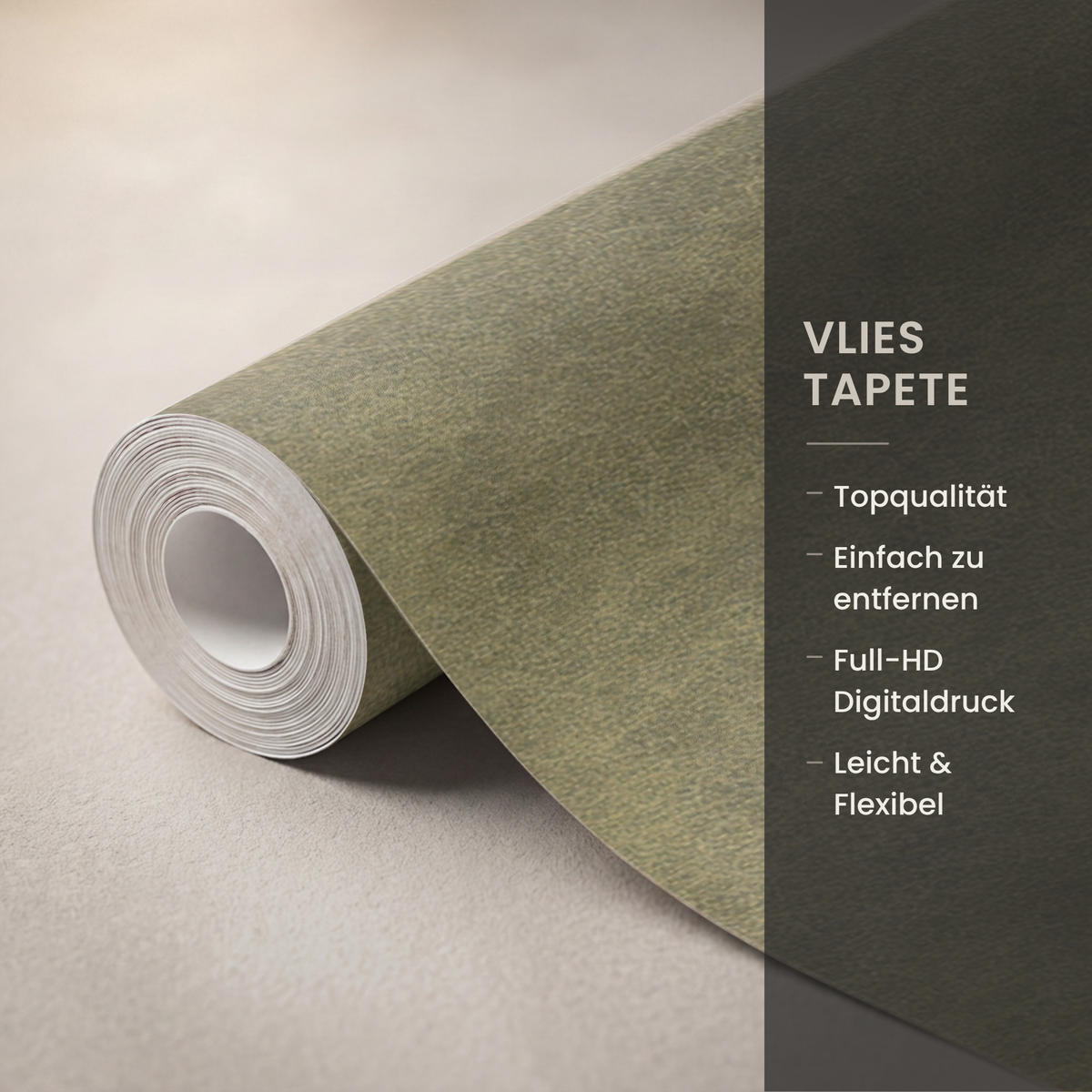 TAPETE - Textur - Abstrakt - Grün - 220x200 cm - Olivgrün, Papier (220/200cm) - OnlyWow