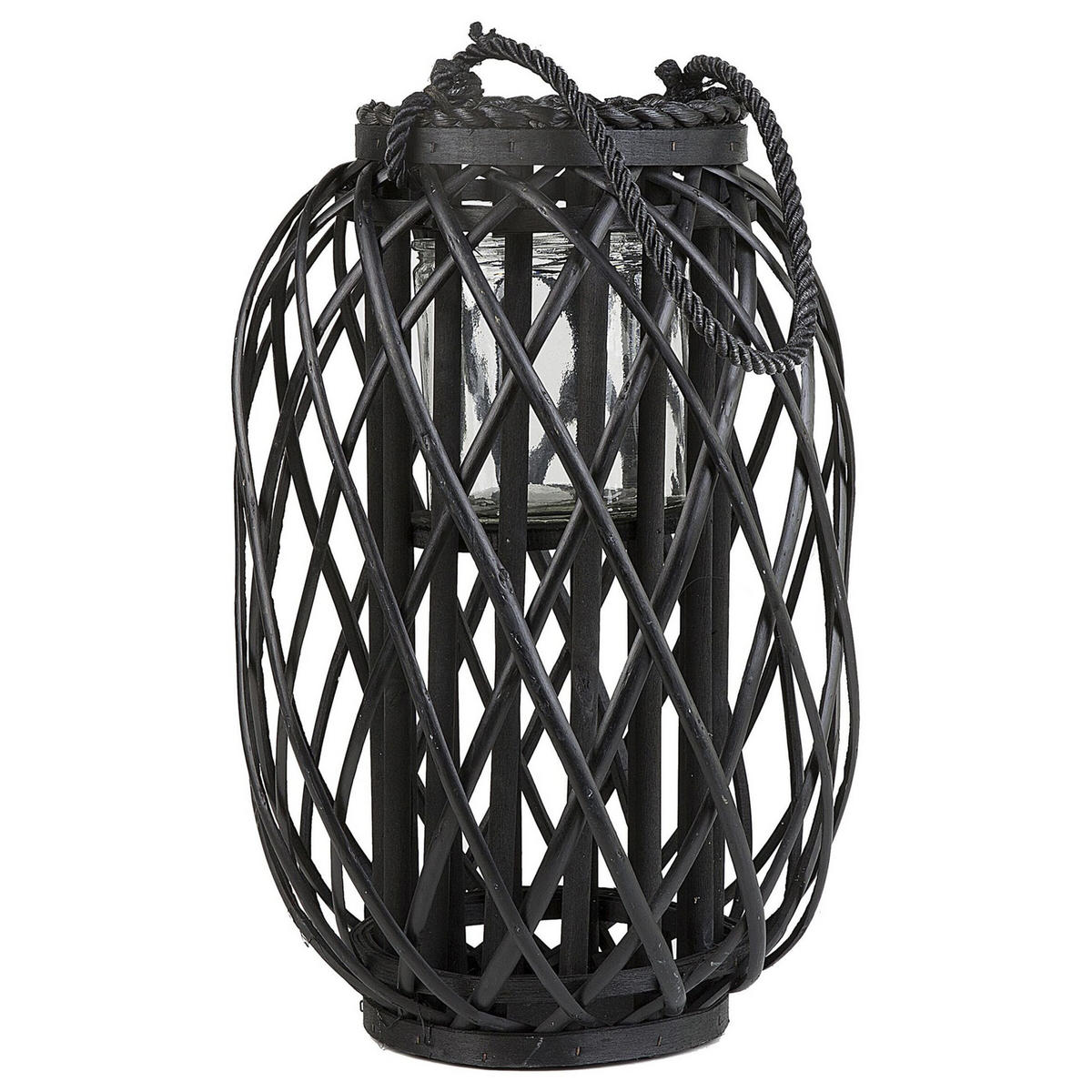 LATERNE Schwarz Mauritius - Schwarz, Holz (26/40/26cm) - Beliani