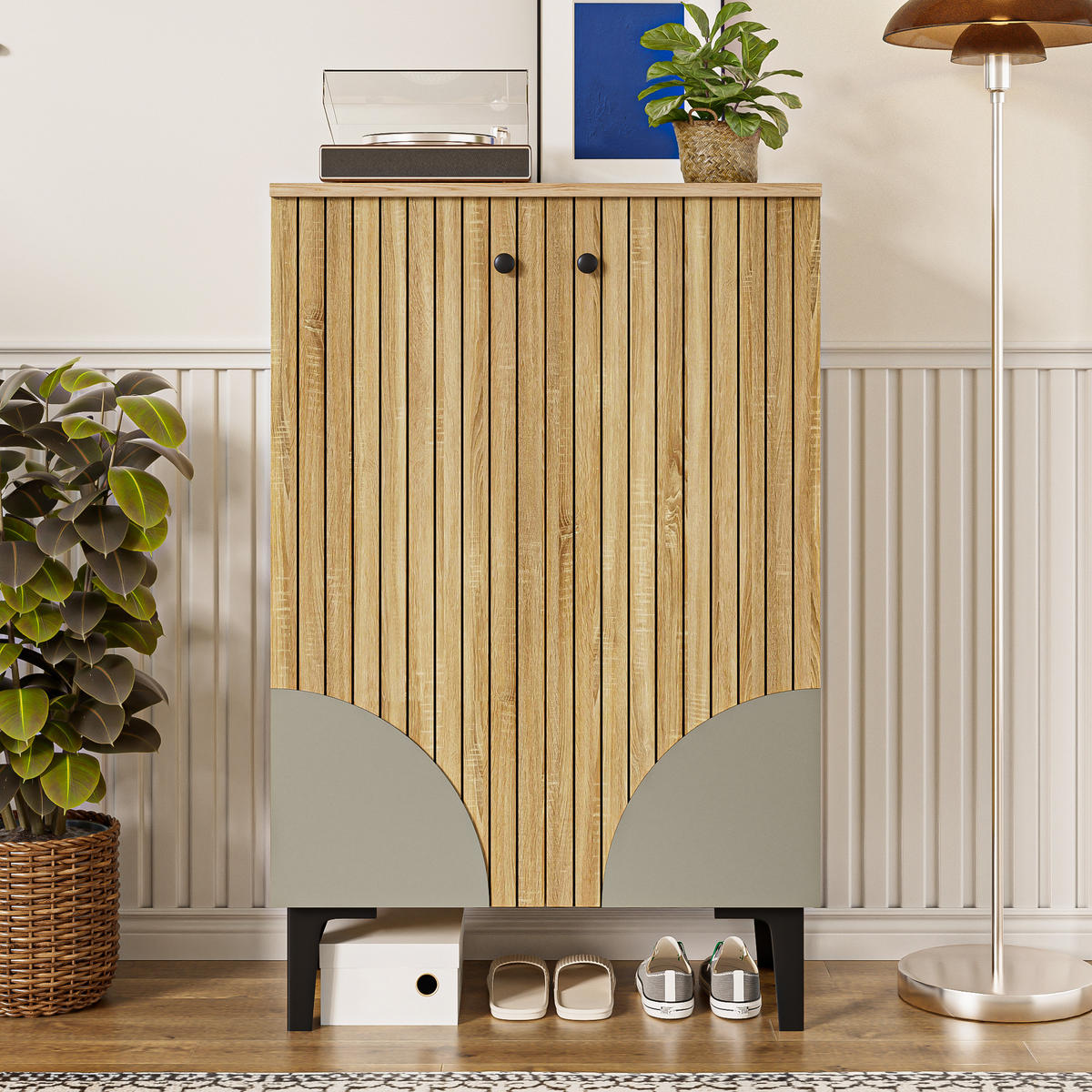 SCHUHSCHRANK Holz Türen Stauraum - Naturfarben, Holz (60/94/32cm) - Fortuna Lai