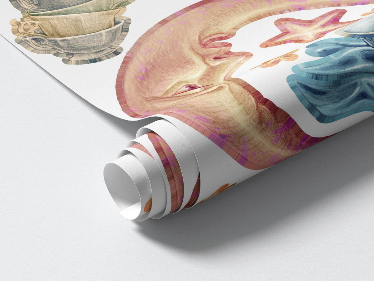 WANDAUFKLEBER 80x113cm - Pastellfarbene Tiere - Multicolor, Kunststoff (80/113/0.1cm) - Wallfluent