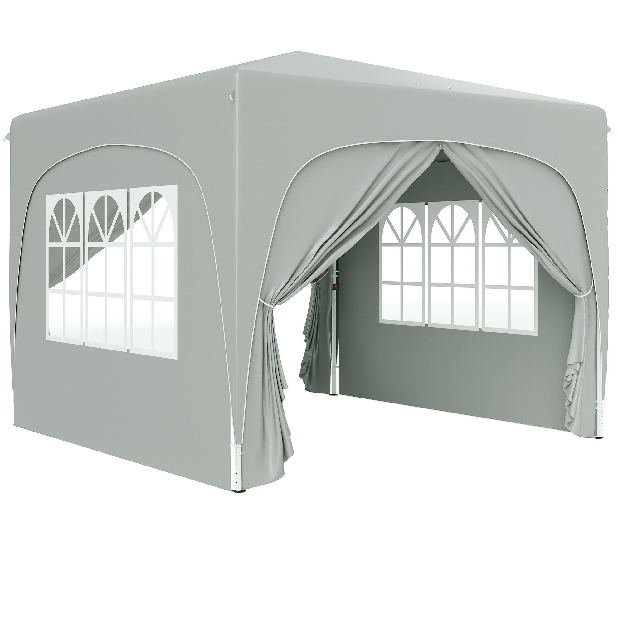 PAVILLONS aus Polyester 300x300x273 cm in Hellgrau mit Seitenteilen - Hellgrau, Textil (300/273/300cm) - Modfu