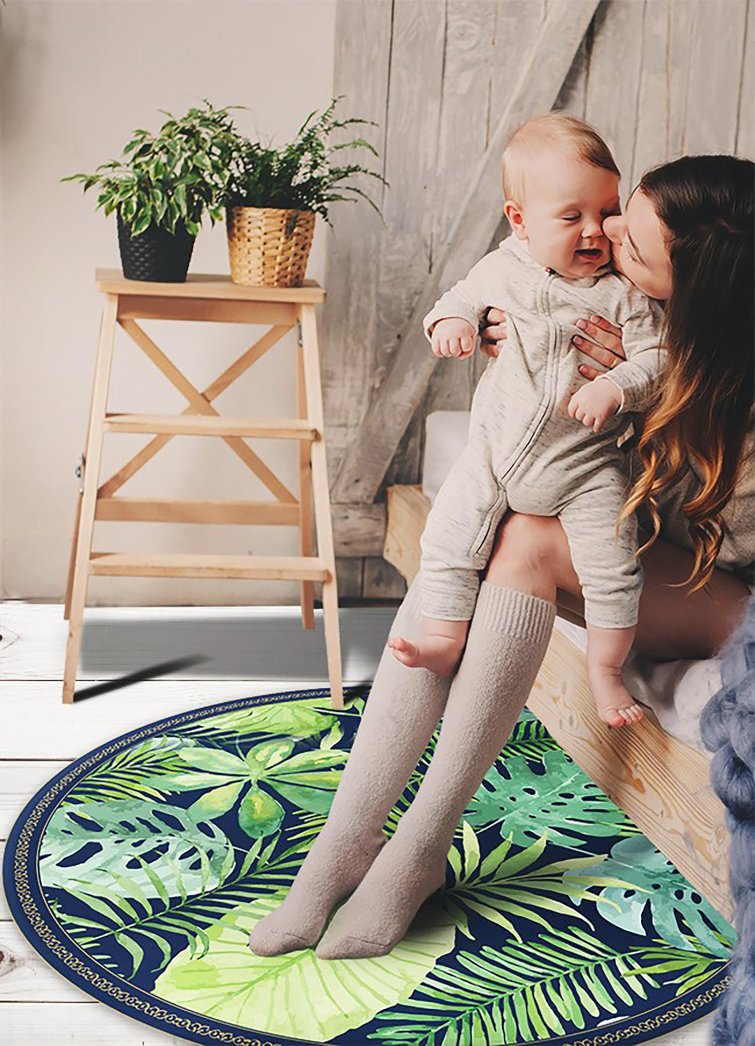 Thumbnail - Tulup Vinyl, Grün, Kunststoff, Rund, 70x70 cm, Teppiche & Böden, Teppiche, Outdoorteppiche