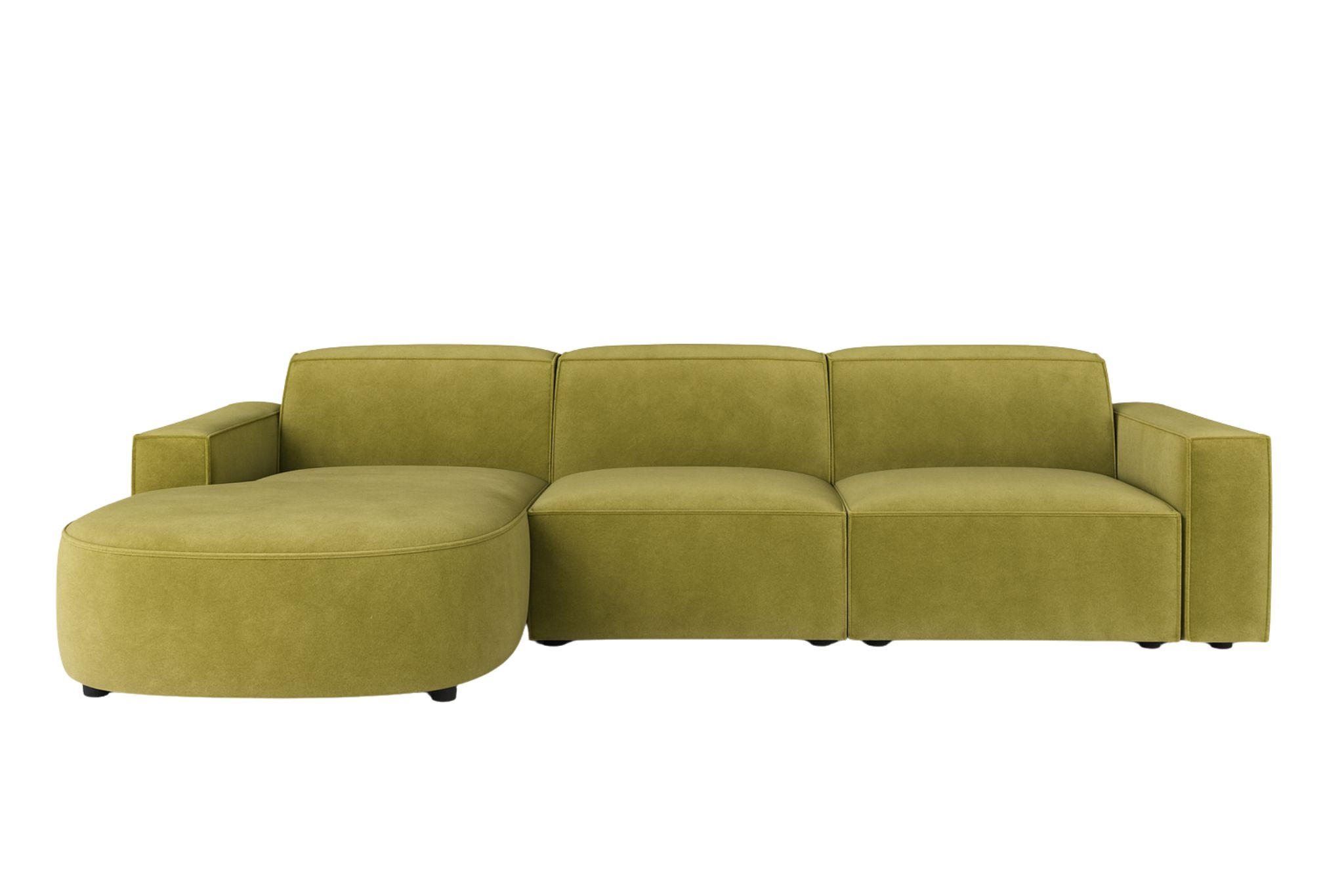ECKSOFA Cursal Round L-Form, Stoff Salvador, Olive, Links - Olivgrün, Holz (284/166cm) - Kaiser Möbel