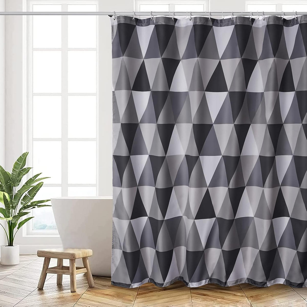 DUSCHVORHANG Triangle Muster beschwerter Saum mit Haken - Multicolor, Textil (200/180cm) - MCBOSON