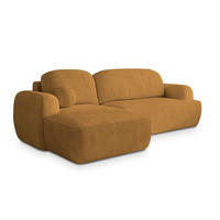 ECKSOFA MODENZA P L-S Gelb Kordstoff mit Schlaffunktion - Gelb, Holz (266/148cm) - MASSENO