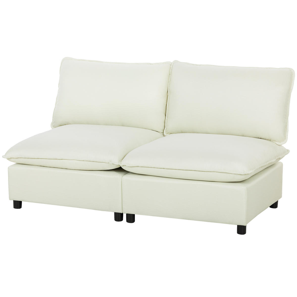 SOFA, 2-Sitzer, modular, ohne Armlehnen, cremefarben, 146cm - Multicolor, Holzwerkstoff (146/78/85cm) - FORIOUS