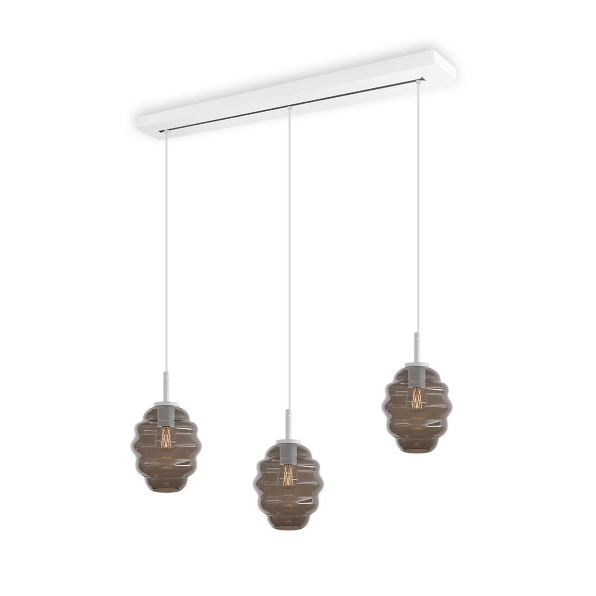 HÄNGELEUCHTE Echos 3-flammig Rauch Ø 18cm - Anthrazit/Weiß, Glas (18/18/20cm) - s.luce