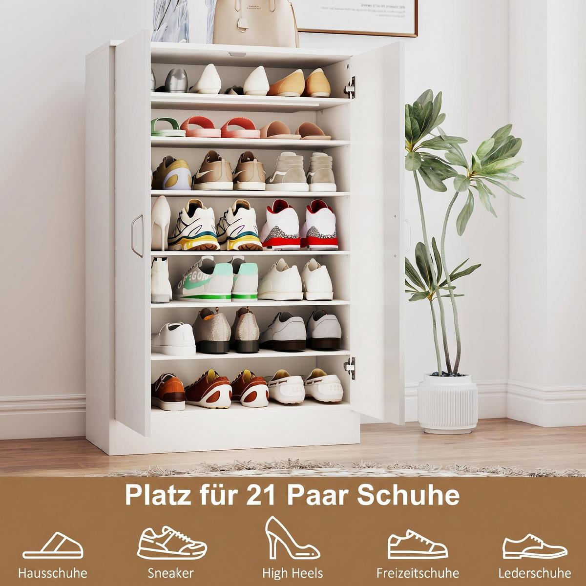 SCHUHSCHRANK Weiß 35.0/70.0/108.0 cm - Weiß, Holzwerkstoff (70/108/35cm)