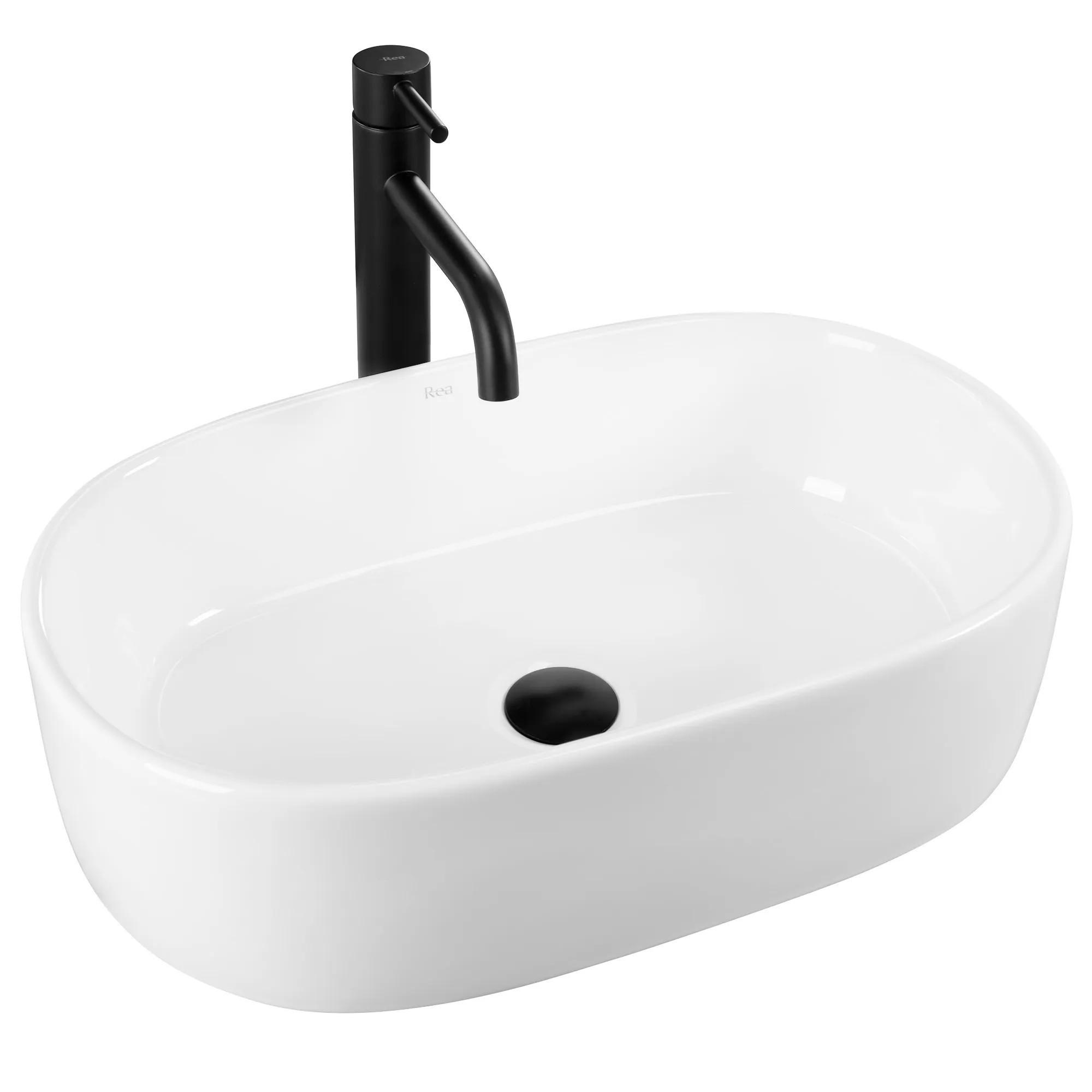 AUFSATZWASCHBECKEN Rea Alma - Weiß, Keramik (36/15/57cm) - REA