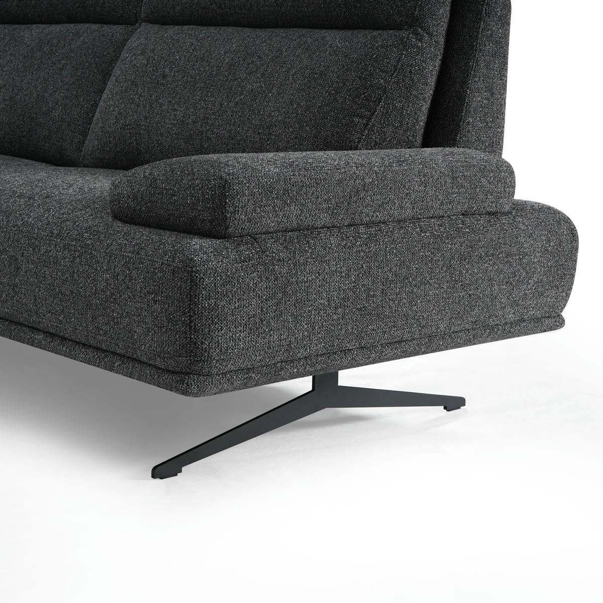 ECKSOFA Webstoff Grau - Schwarz/Grau, Textil/Metall (304/176cm) - Furnhouse