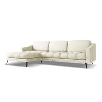 ECKSOFA Links Chenille Stoff Beige - Beige/Schwarz, Textil/Metall (160/264cm) - Makamii