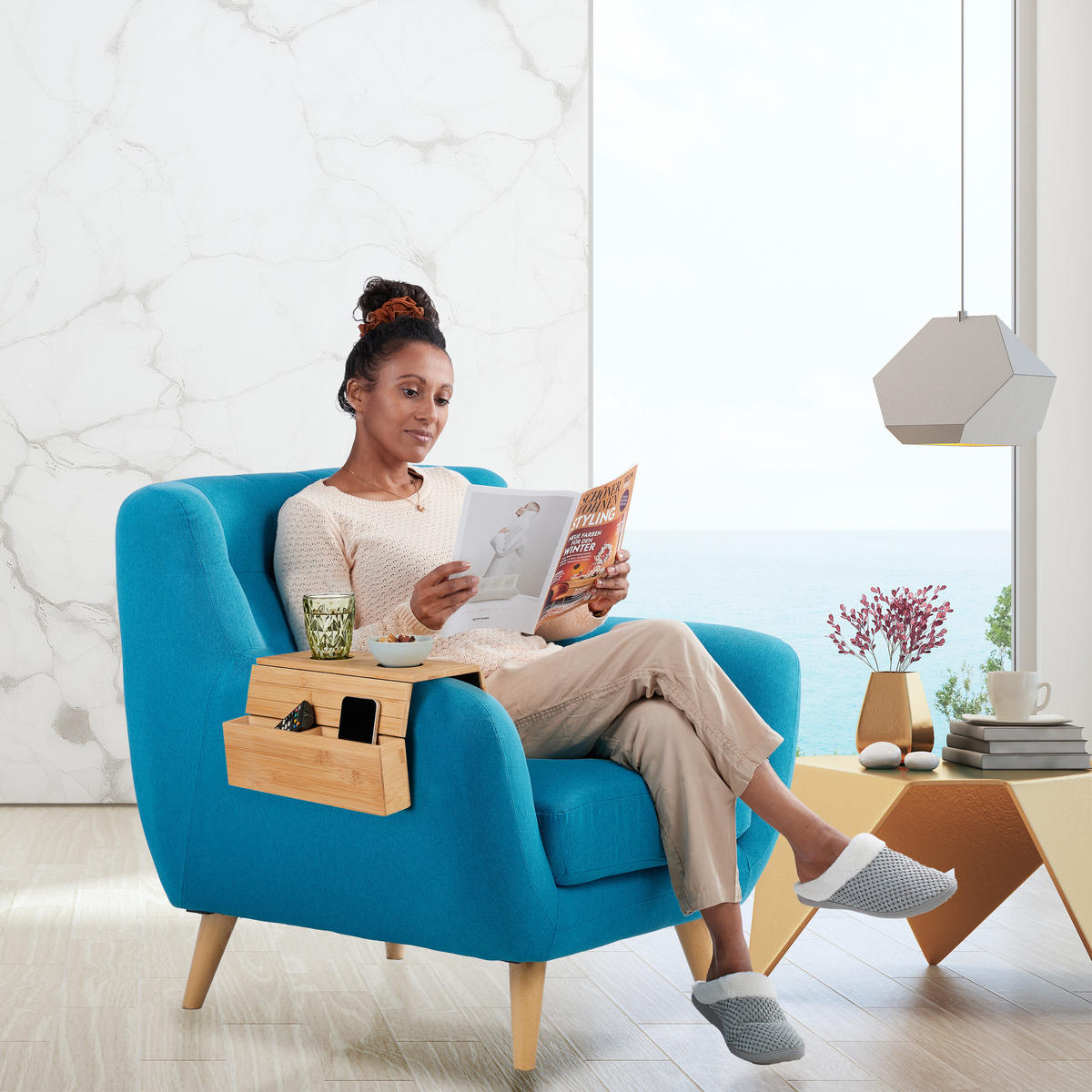 SOFATABLETT - Multicolor, Holz/Textil (50/5.5/33.5cm) - Relaxdays