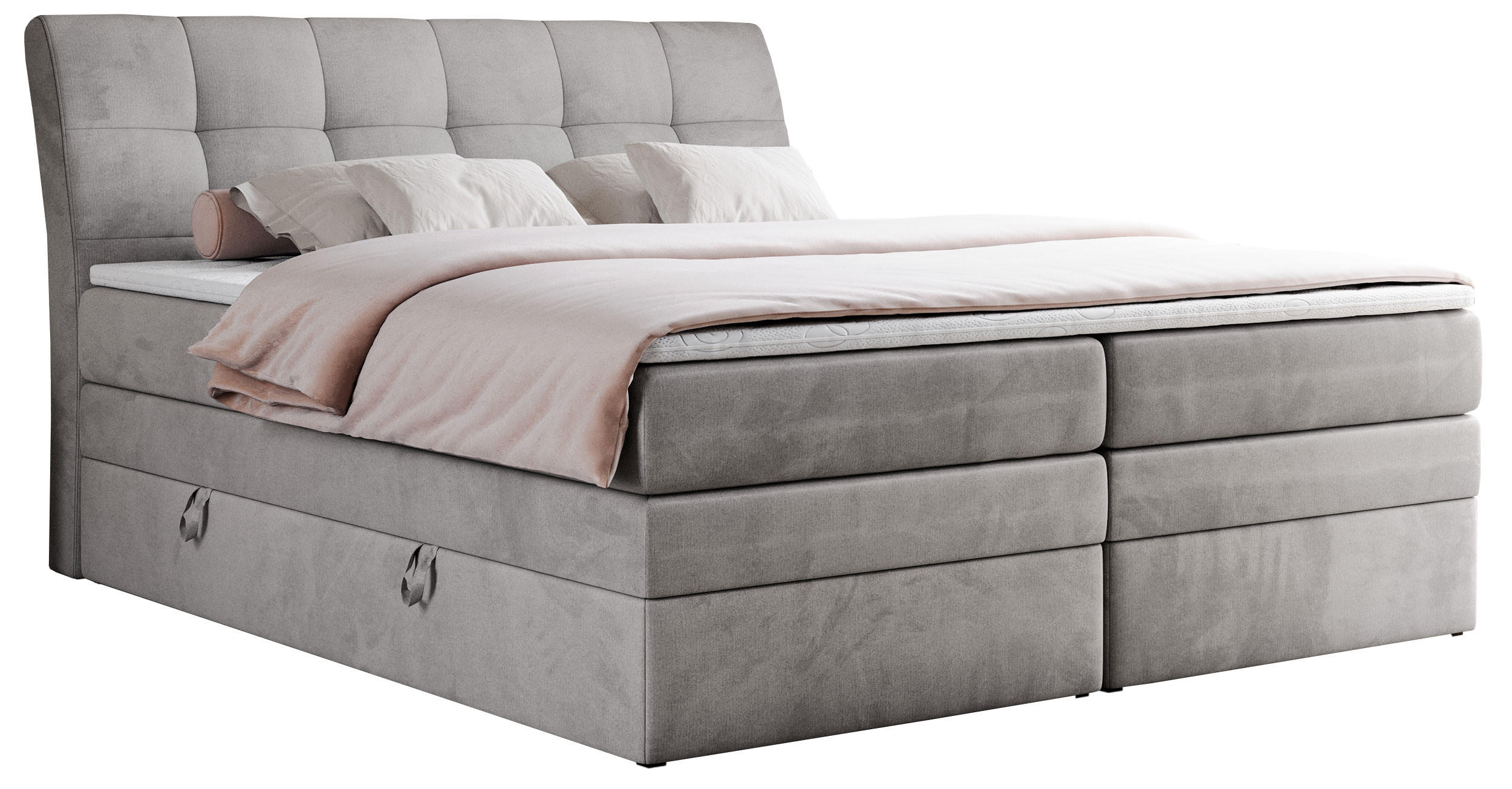 BOXSPRINGBETT GOLD-10 KING 160/200 Hellgrau Velvet - H3 - Hellgrau, Holz/Textil (160/200cm) - MKS