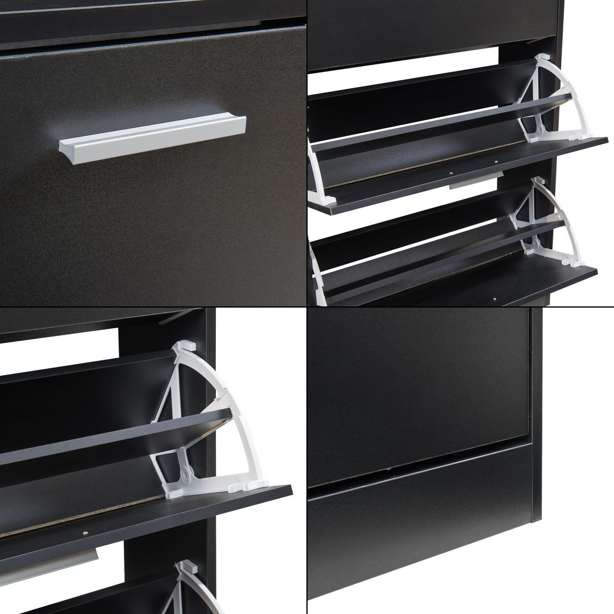 SCHUHSCHRANK Sykkylven - Schwarz, Holzwerkstoff (60/103/24cm) - [en.casa]
