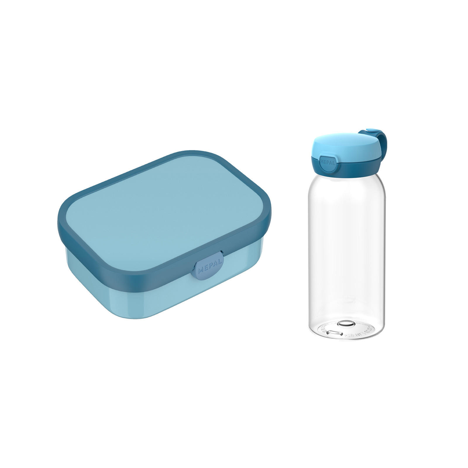 LUNCHSET (FLASCHE MIT KLAPPDECKEL) Campus Cool Blue 600 ml + 750 ml 2er Set - Blau, Kunststoff (10.8/21.8/21.8cm) - Mepal