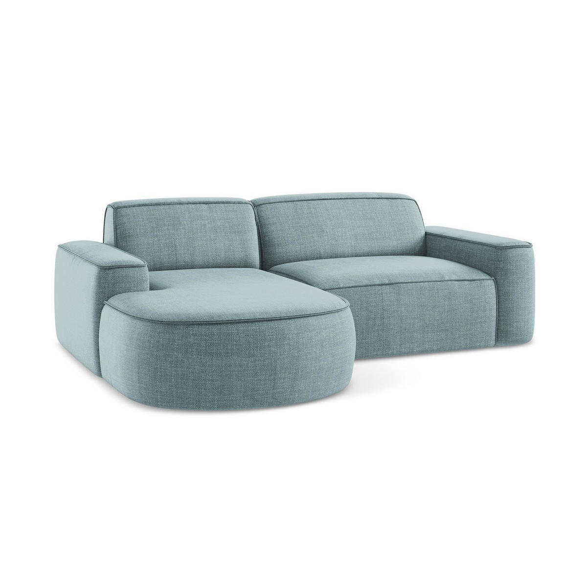 ECKSOFA Links Strukturstoff Blau - Pastellblau/Schwarz, Holzwerkstoff/Kunststoff (224/166cm) - LaMiaSofa