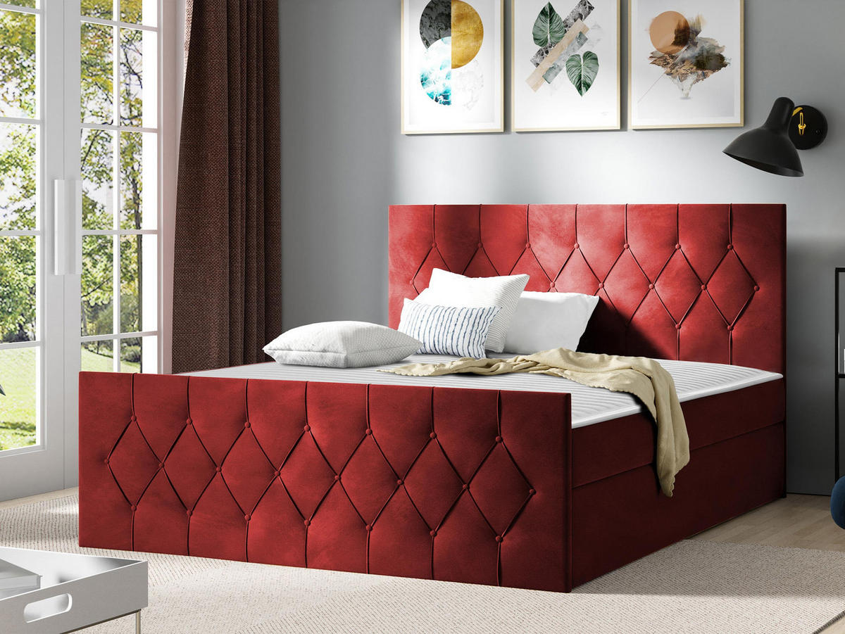 BOXBETT Sky Lux - H3 - Rot, Holz (200/200cm) - MIRJAN24