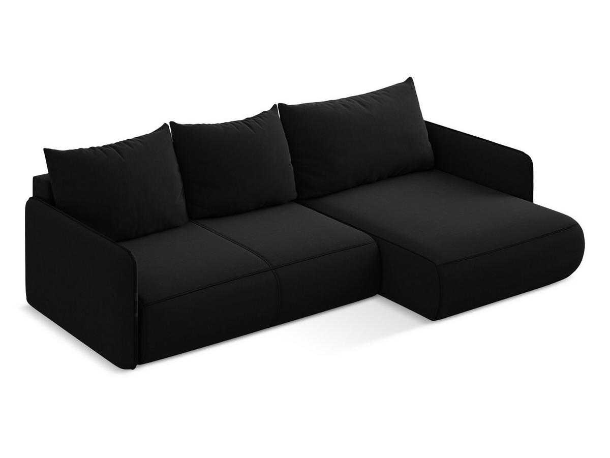 ECKSOFA mit Schlaffunktion Samt Stoff Schwarz - Schwarz, Kunststoff/Textil (240/148cm) - Makamii