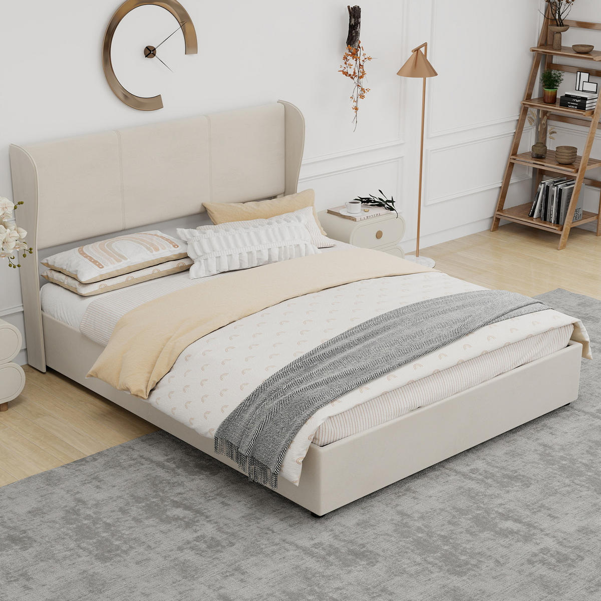 POLSTERBETT 160x200 cm Stauraum hydraulisch beige - Beige, Textil (160/200cm) - Fortuna Lai