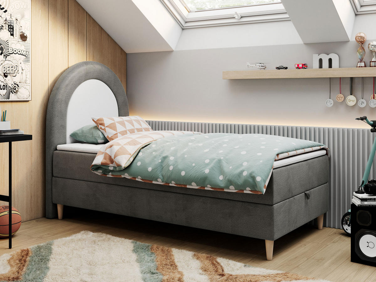 BOXBETT NEST 90/180 Dunkelgrau Velvet hydrophob - H3 - Dunkelgrau, Holz/Textil (90/180cm) - MKS
