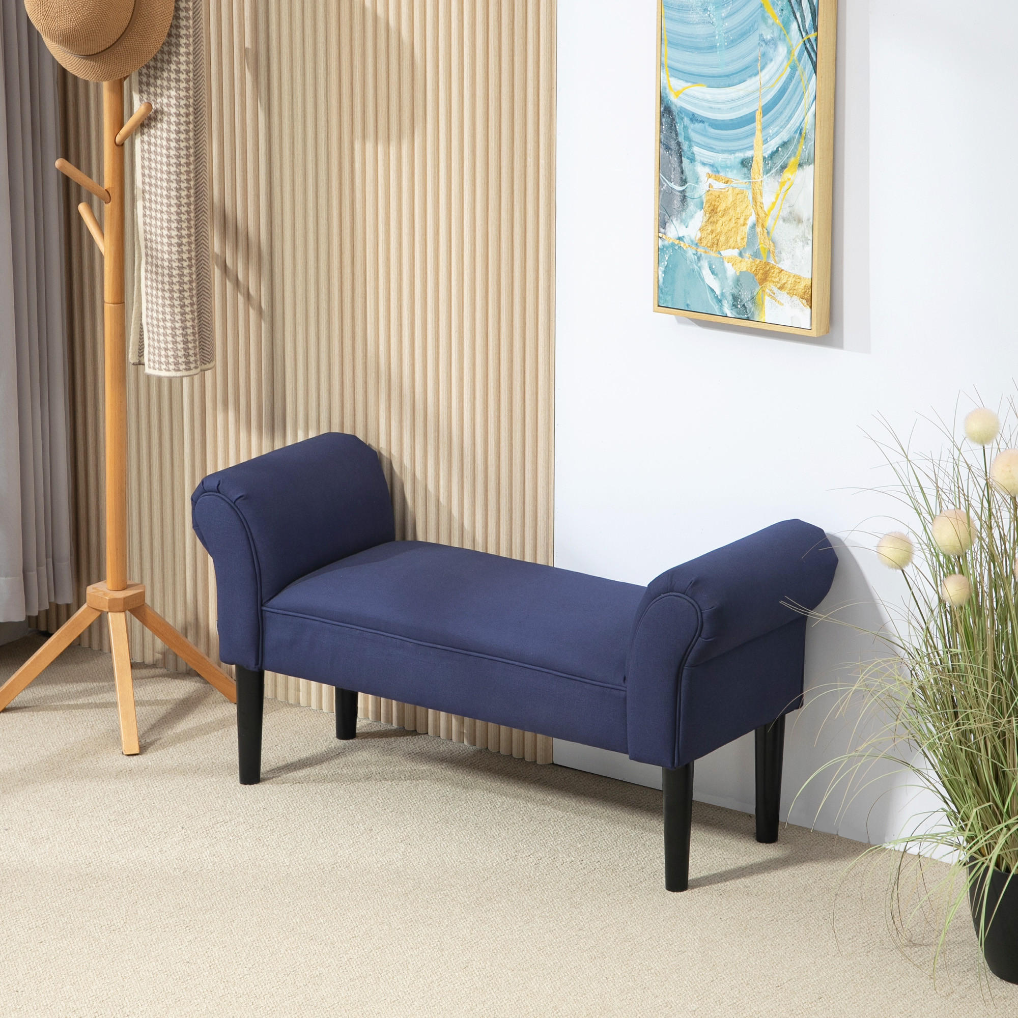 GEPOLSTERTE Sitzbank, bis 130 kg belastbar, 102 x 36 x 51 cm - Blau, Kunststoff (36/51/102cm) - HOMCOM