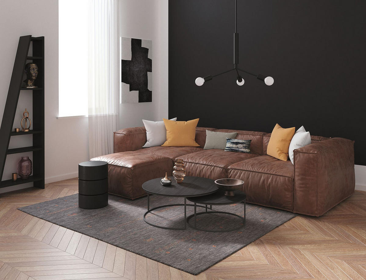 HANDWEBTEPPICH Nashville 200x300 cm - Anthrazit, Textil (200/300cm) - THEKO