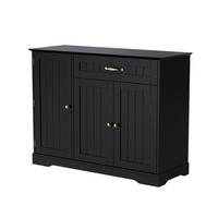 SIDEBOARD 107×40×83,4 cm aus MDF mit schwarzen Metallgriffen, schwarz - Schwarz, Holzwerkstoff (40/83.4/107cm) - Luhomfu