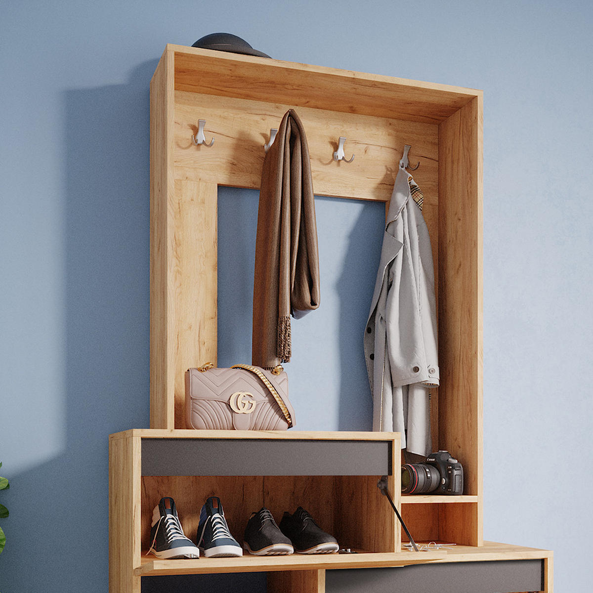 GARDEROBE Evia Goldkraft Eiche 100 x 180 cm - Honigeiche, Holzwerkstoff (100/180/39cm) - Vicco