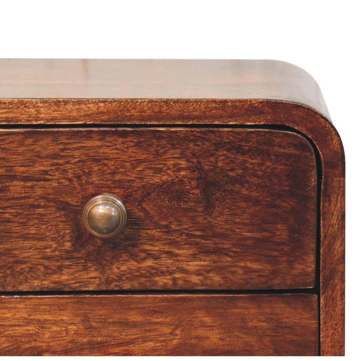 NACHTKASTEN Mini Geschwungen Kalifornisch Nussbaum Wandmontiert, 2 Schubladen, Dunkelbraun - Messingfarben/Nussbaumfarben, Holz/Metall (30/25/25cm) - Artisan Furniture