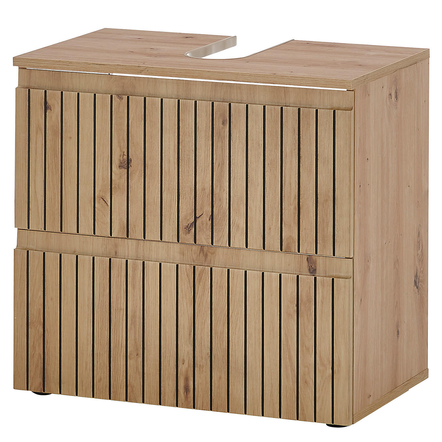 WASCHBECKENUNTERSCHRANK - Schwarz/Eiche Artisan, Holzwerkstoff/Kunststoff (60/57/36cm) - home24