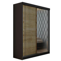 SCHIEBETÜRENSCHRANK MALANI - Graphit & Craft Eiche Gold 138x205x59 cm - Honigeiche/Graphitfarben, Holzwerkstoff (138/205/59cm) - Kier Furniture