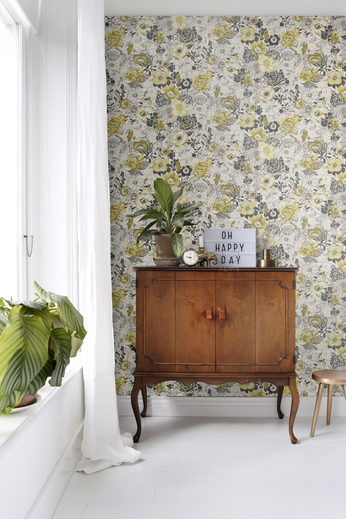 TAPETE Blumen 53 cm x 10.05 m - Gelb, Papier (53/1000cm) - ESTAhome