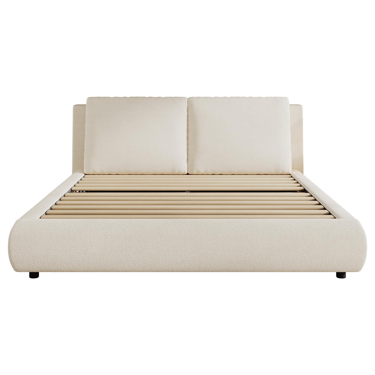 POLSTERBETT 180/200 cm in Beige Bouclé mit Lattenrost und Gepolstertem Kopfteil - Beige, Holzwerkstoff/Textil (180/200cm) - CHICFURN