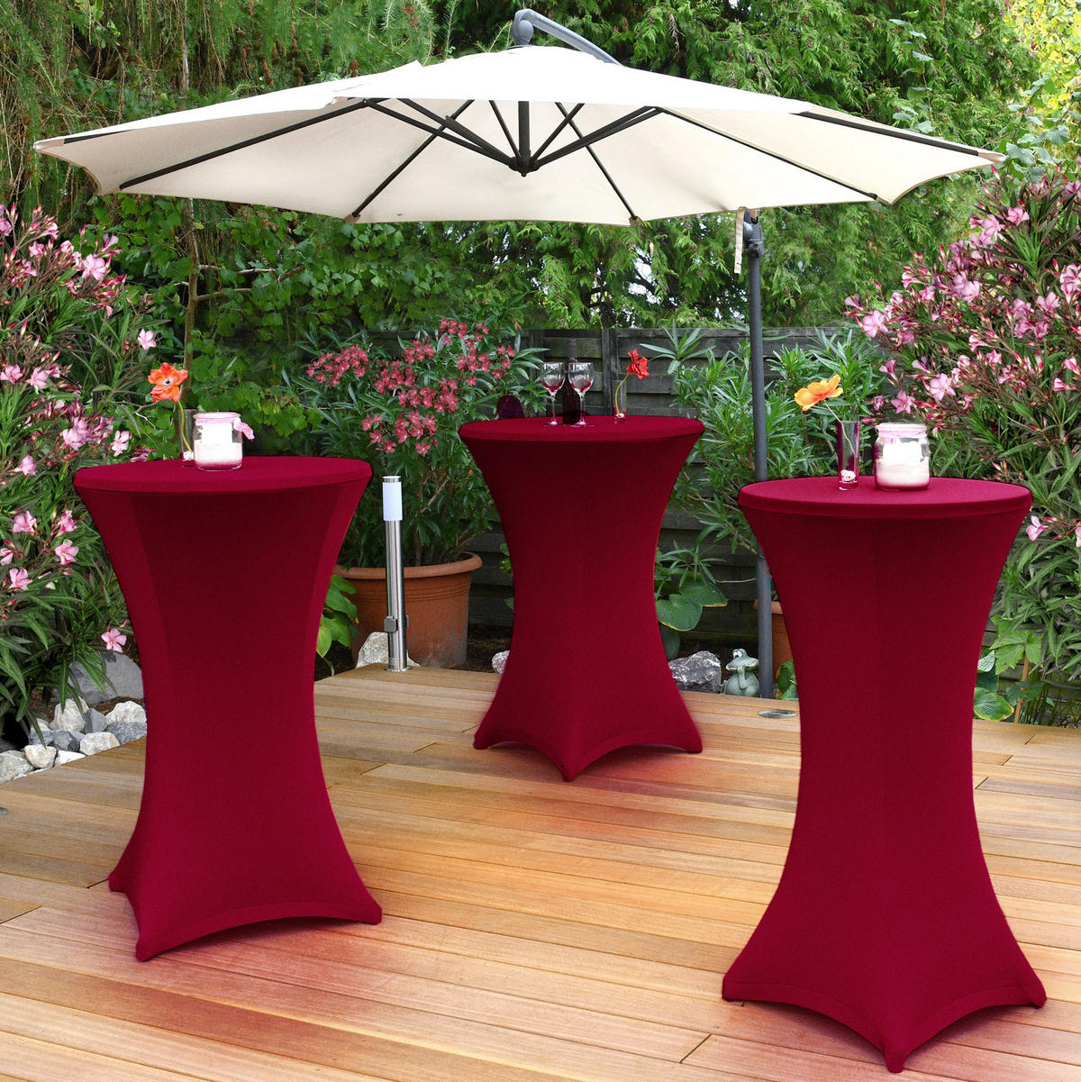 STEHTISCHHUSSE Stella Ø 70cm Bordeaux - Bordeaux, Textil (70/120cm) - Beautissu 