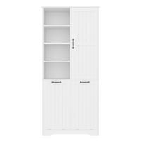 HOCHSCHRANK 78/35/172.7 cm Weiß mit doppelter Wäschekorb und 4 offene Fächer - Weiß, Holz/Holzwerkstoff (35/172.7/78cm) - Oxeza