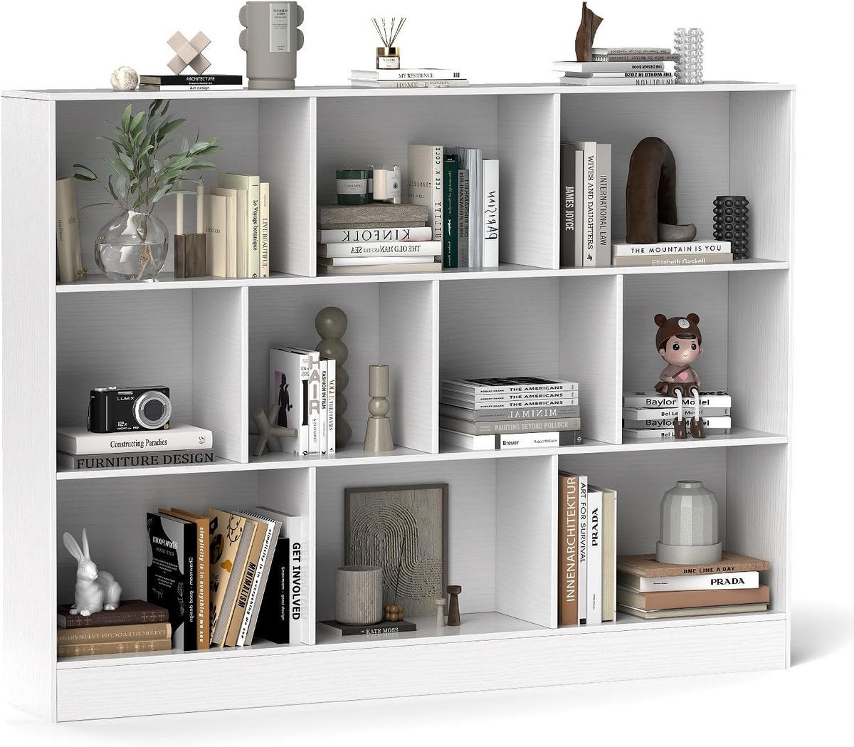 BÜCHERREGAL Weiß - Weiß, Holz (24/104/140cm) - COSTWAY