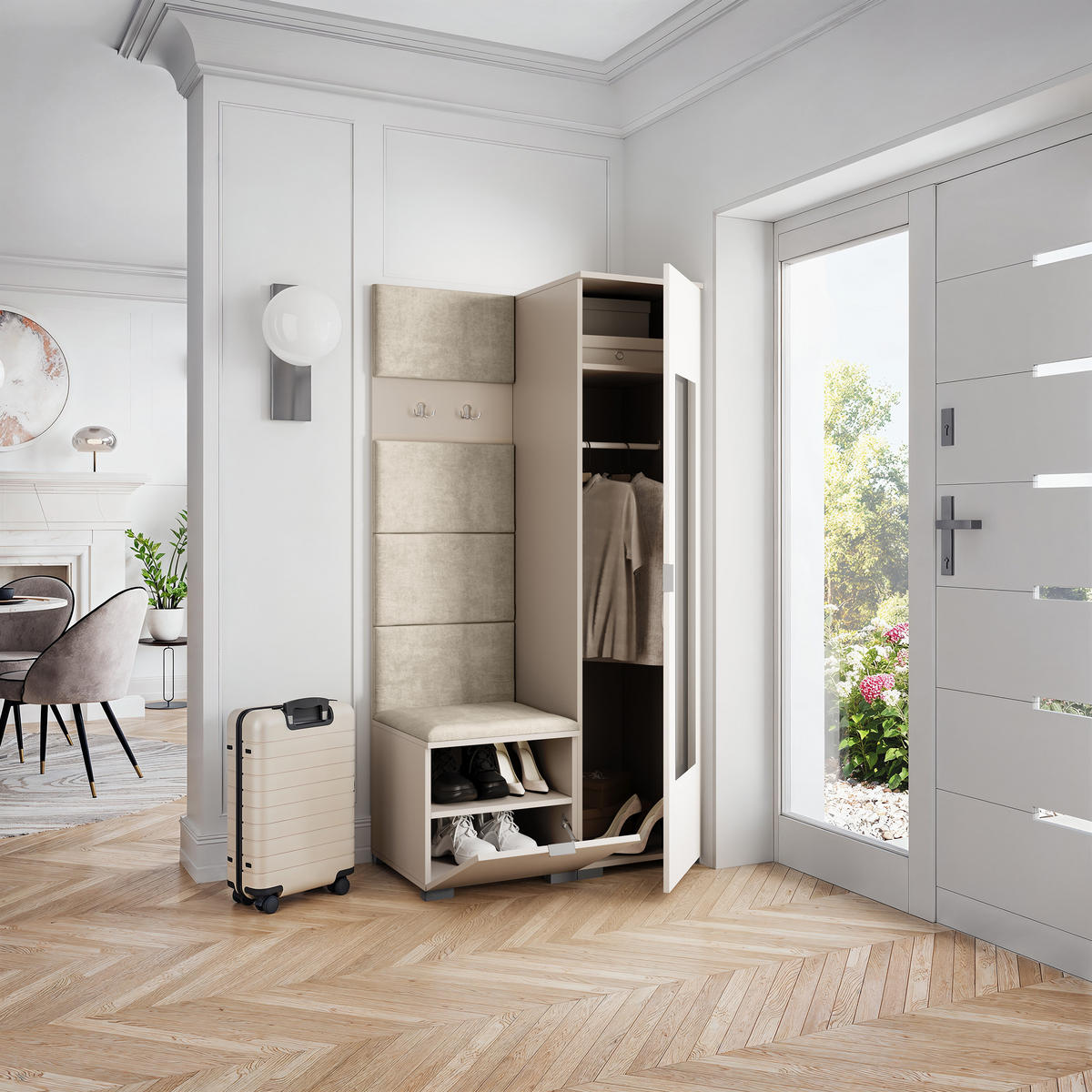 GARDEROBENSCHRANK VIRA 95/181/51 cm Modern Kaschmir - Kaschmir/Ecru, Holzwerkstoff (95/181/51cm) - MASSENO