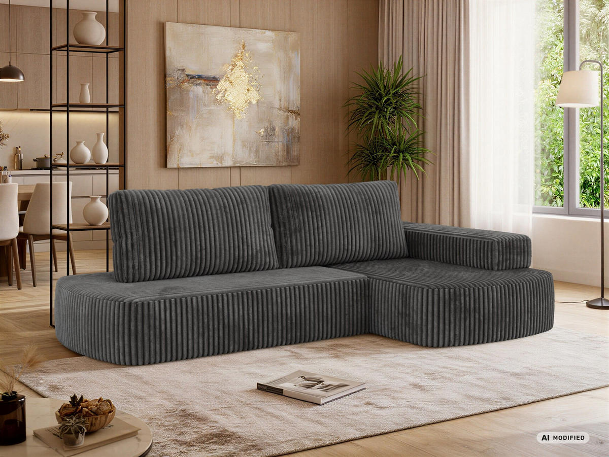ROHOVÁ SEDAČKA LIRENA L Manšester Sivá - Vpravo - sivá, textil (260/160cm) - MKS