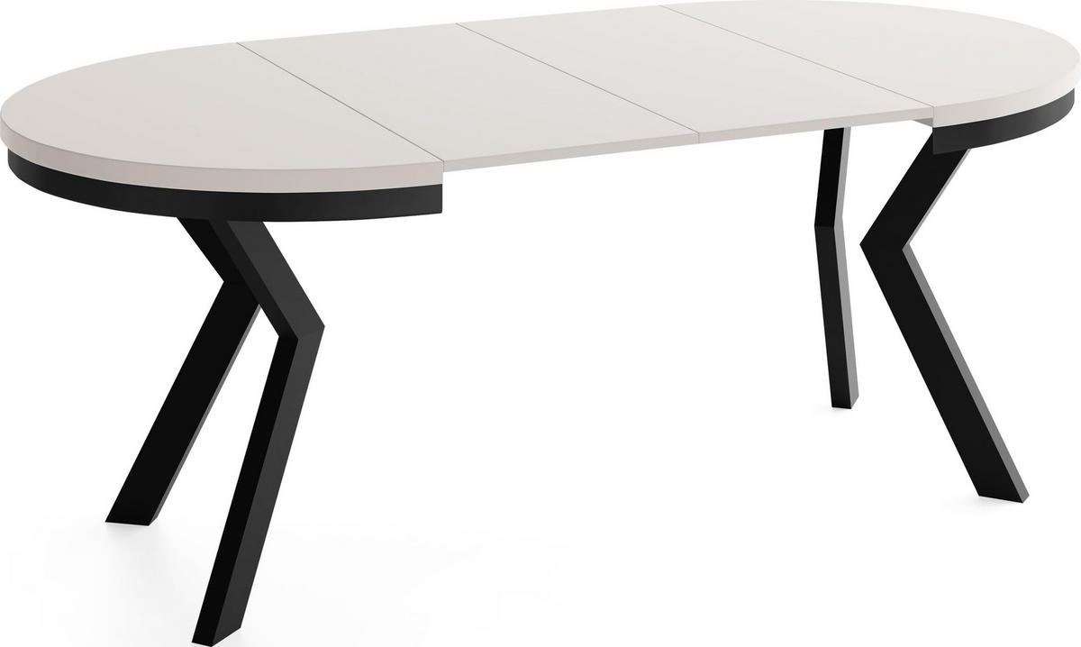 ESSTISCH Savio Neo rund ausziehbar verlängerbar XXL, Kaschmir 100-200/100/77 cm - Kaschmir/Schwarz, Holz/Holzwerkstoff (100/100/77cm) - WFL GROUP