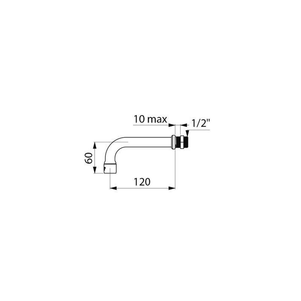 WANDAUSLAUF CORBIN für Paneel ≤10 mm G1/2B L120 H60 mm - Chromfarben, Metall (8/2.5/16cm) - Delabie