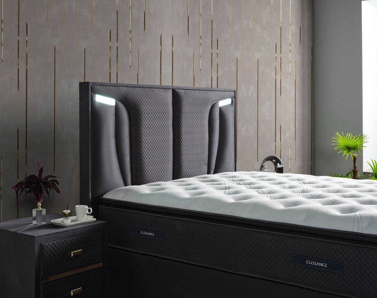 POLSTERBETT-SET Elegance 150x200 Anthrazit - Bett inkl. Matratze - Anthrazit, Metall (150/200cm) - Villa Möbel