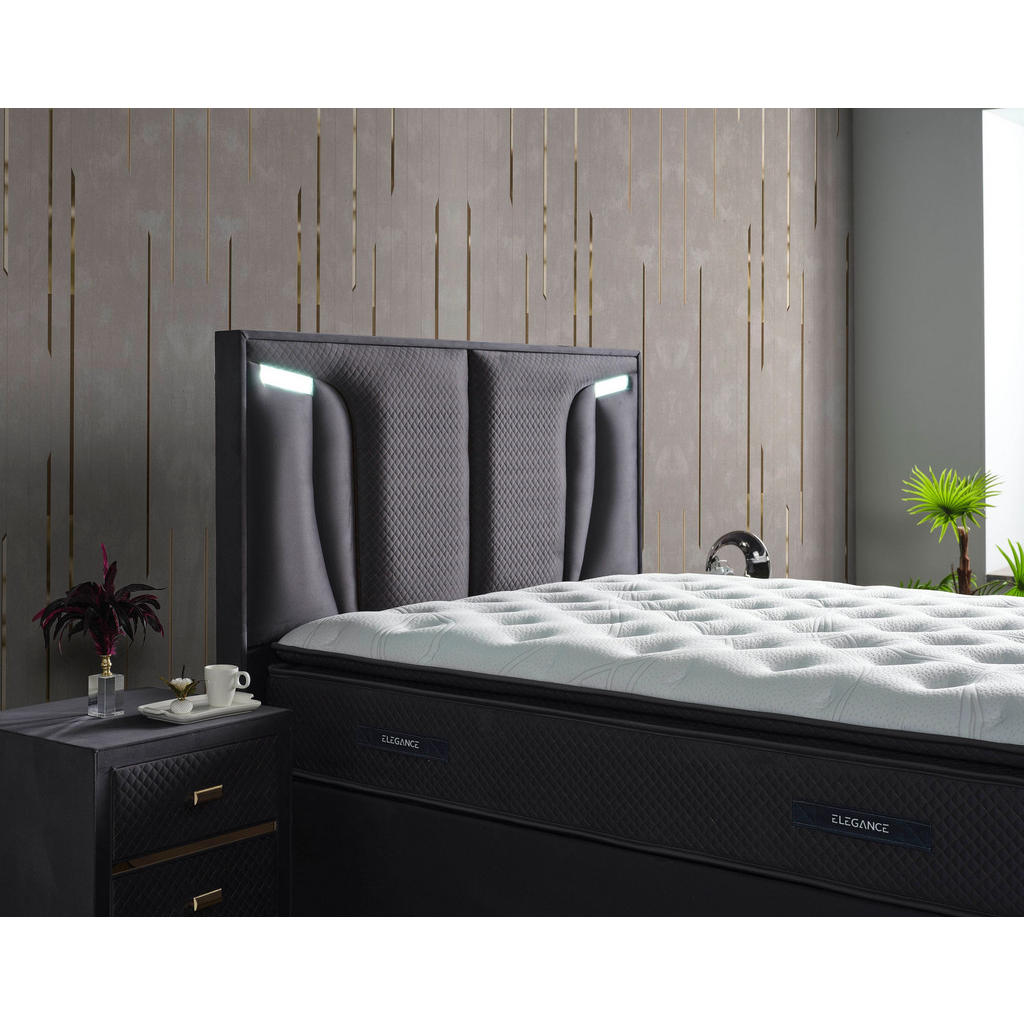 Thumbnail - Villa Möbel Polsterbett-Set, Anthrazit, Metall, Uni, 150x200 cm, Schlafzimmer, Betten, Polsterbetten