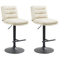 BARHOCKER 2er Set Lederlook creme - Creme/Schwarz, Textil/Metall (42/94/56cm) - CLP