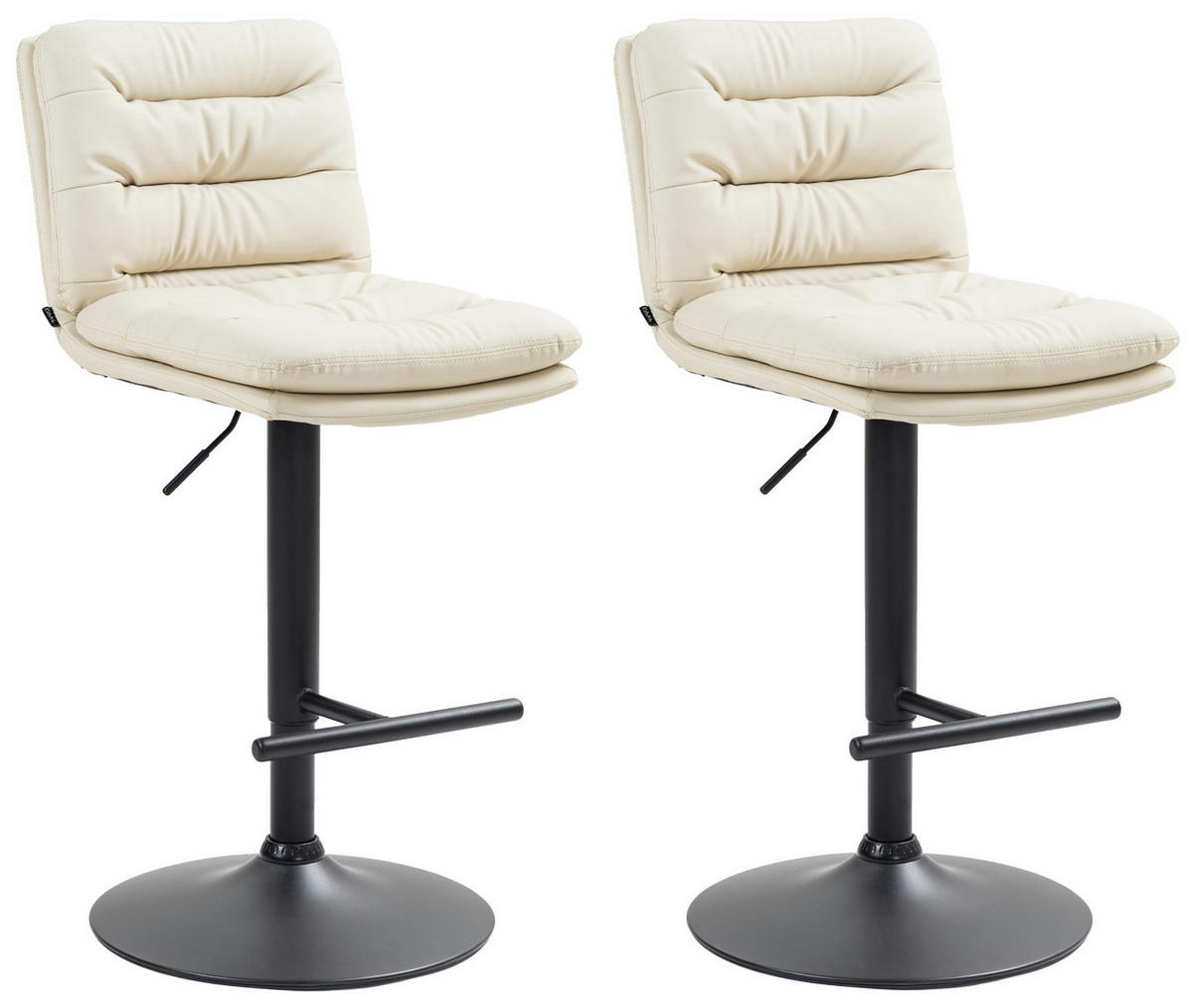 BARHOCKER 2er Set Lederlook creme - Creme/Schwarz, Textil/Metall (42/94/56cm) - CLP