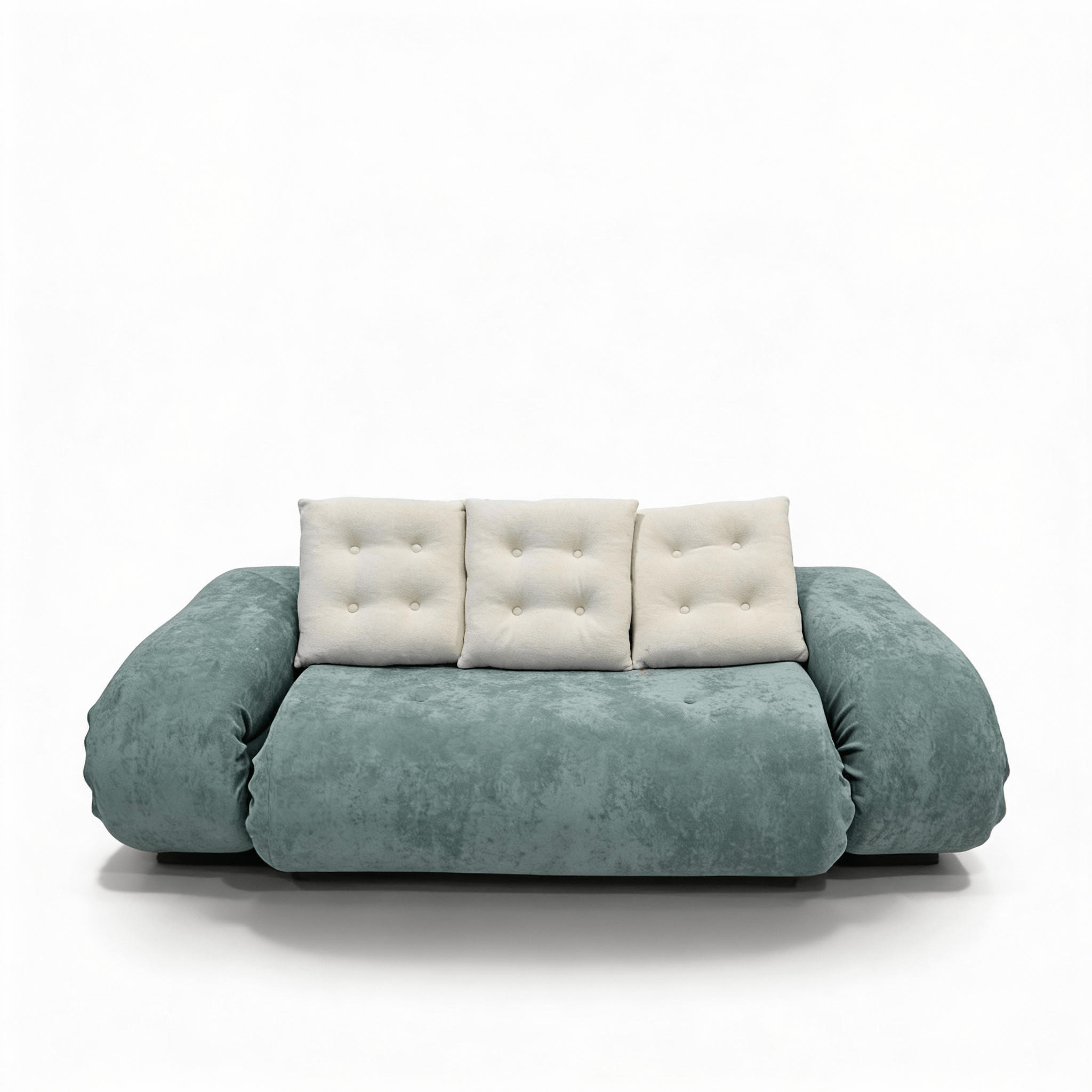 SCHLAFSOFA Okoa 2-Sitzer - Salbei und Weiß - Salbeigrün, Textil (120/60/120cm) - COCO Living