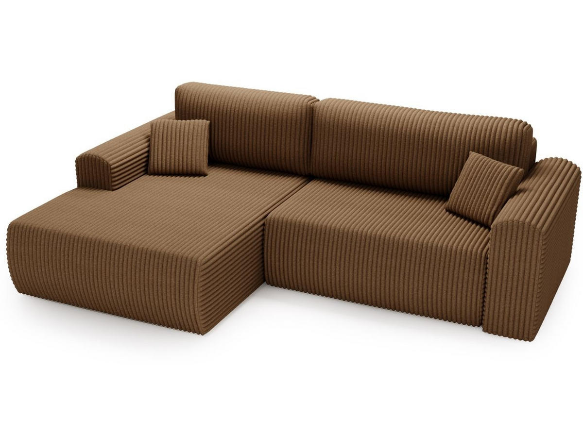 ECKSOFA Belvio Braun Links - Schwarz/Braun, Holz/Textil (257/177cm) - Graingold