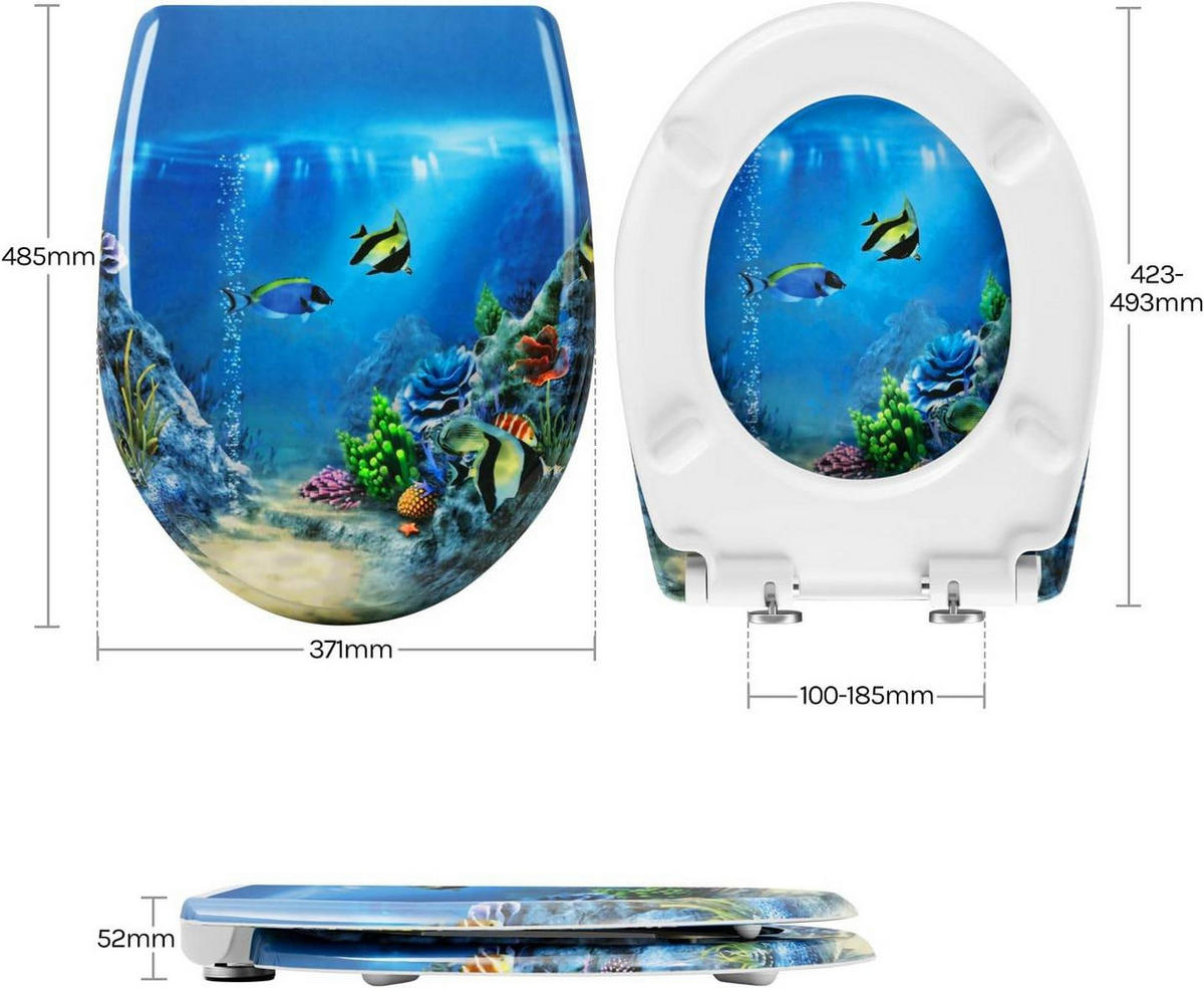 WC SITZ Toilettensitz mit Absenkautomatik, Duroplast - Blau, Kunststoff (31/2.51/48cm) - Woltu